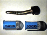 Goedgekeurde bolt seal met alfanumeriek identificatiekenmerk FLUSHING