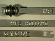 Goedgekeurde stalen bandverzegeling met alfanumeriek identificatiekenmerk WFS Holland