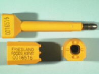 Goedgekeurde bolt seal met alfanumeriek identificatiekenmerk FRIESLAND FOODS KIEVIT