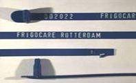 Goedgekeurde kunststofverzegeling met alfanumeriek identificatiekenmerk FRIGOCARE ROTTERDAM