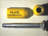 Goedgekeurde bolt seal met alfanumeriek identificatiekenmerk HJS