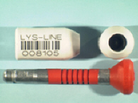 Goedgekeurde bolt seal met alfanumeriek identificatiekenmerk LYS-LINE + barcode