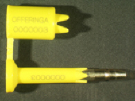 Goedgekeurde bolt seal met alfanumeriek identificatiekenmerk OFFERINGA