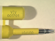 alt="Goedgekeurde bolt seal met alfanumeriek identificatiekenmerk VIV"