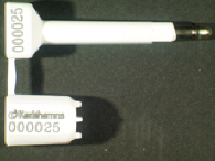 Goedgekeurde bolt seal met bedrijfslogo Karlshamns