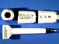 Goedgekeurde bolt seal met alfanumeriek identificatiekenmerk CSM