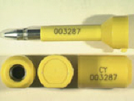 Goedgekeurde bolt seal met alfanumeriek identificatiekenmerk CY