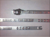 Goedgekeurde stalen bandverzegeling met alfanumeriek identificatiekenmerk THS 501085