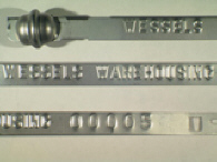 Goedgekeurde stalen bandverzegeling met alfanumeriek identificatiekenmerk WESSELS WAREHOUSING