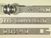 Goedgekeurde stalen bandverzegeling met alfanumeriek identificatiekenmerk ZAND DOUANEAGENT