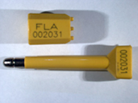 Goedgekeurde bolt seal met alfanumeriek identificatiekenmerk FLA