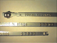 Goedgekeurde stalen bandverzegeling met numeriek identificatiekenmerk 201026
