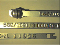 Goedgekeurde stalen bandverzegeling met numeriek identificatiekenmerk 563/1021/9