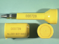 Goedgekeurde bolt seal met alfanumeriek identificatiekenmerk NL 001921460