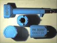 Goedgekeurde bolt seal met alfanumeriek identificatiekenmerk PHI 302007